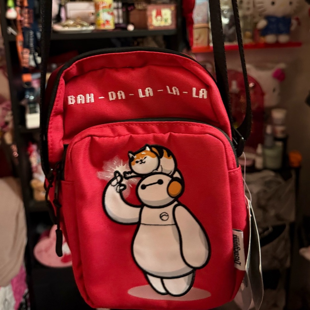 Disney Red Crossbody Bag with Baymax and Cat